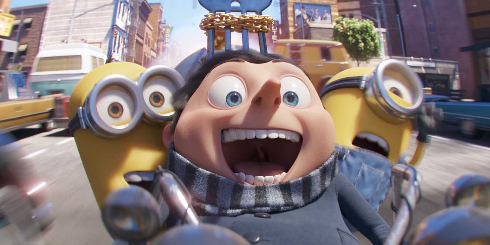 10 Highest Grossing Non-Disney Animated Movies Of All Time At The U.S. Box Office 5 A young Gru gleefully rides a motorbike with two minions holding on behind him in Minions: The Rise of Gru