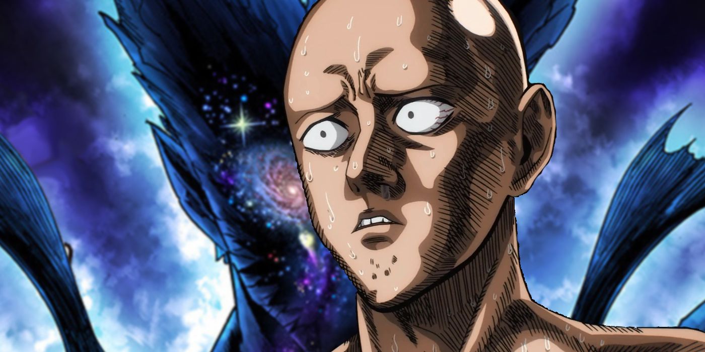 One-Punch Man Saitama Looking Nervous with Garou Looming