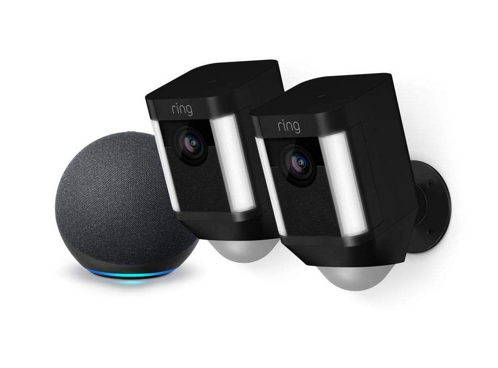 Ring Spotlight 2-pack with Echo Dot best security cameras you can find on amazon for prime day
