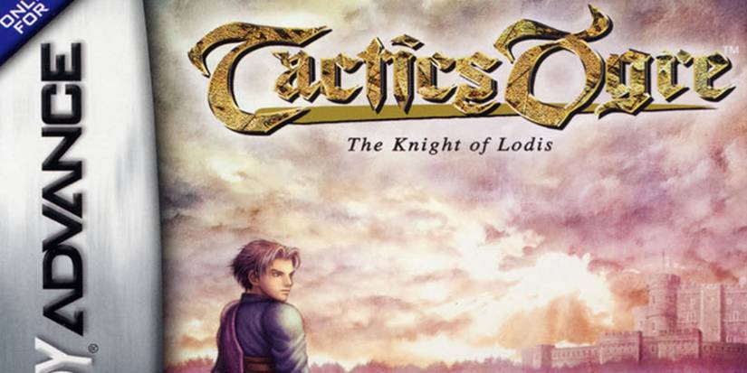 Gameboy box cover art of Tactics Ogre The Knight of Lodis main character Denim Powell.