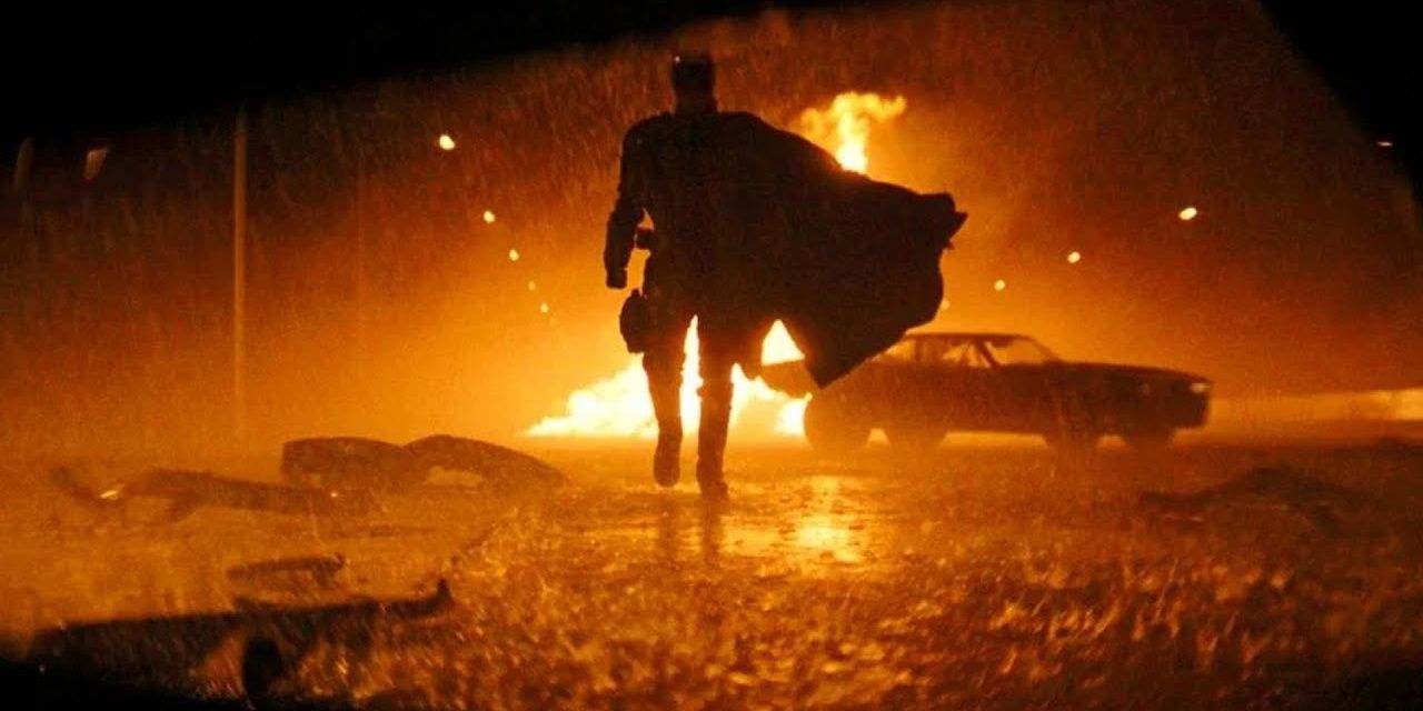 The Batman walking through a fire Cropped