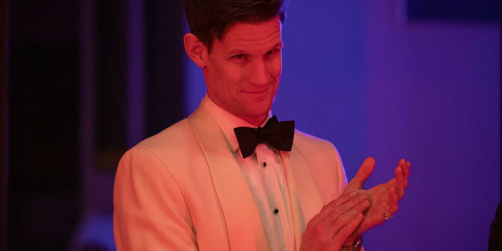 Matt Smith wearing a suit as Richard Galloway in The Forgiven