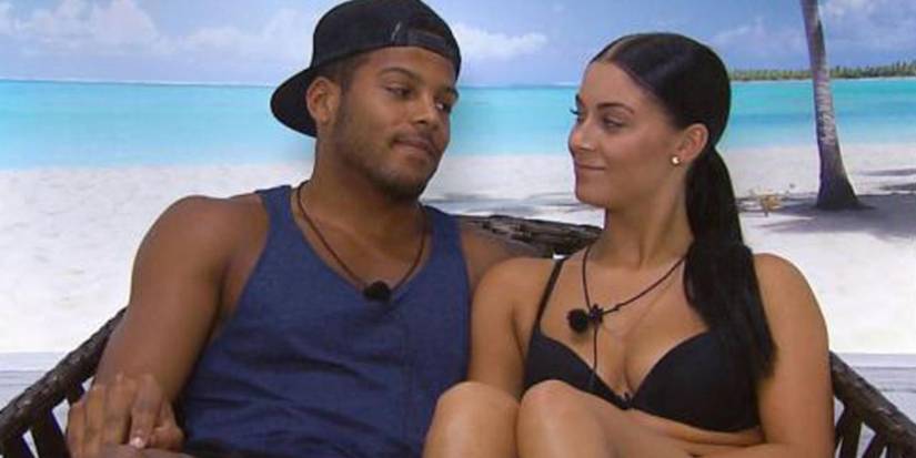 Cally and Luis looking at each other in Love Island UK.