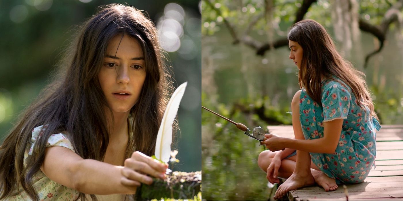 Split Image: A photo of Kya in where The Crawdads Sing, and another photo of Kya in Where the Crawdads Sing