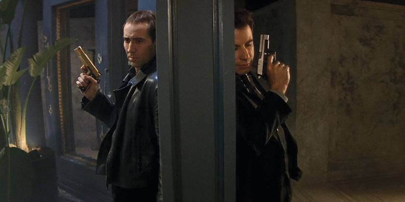 Castor Troy and Sean Archer during a standoff.