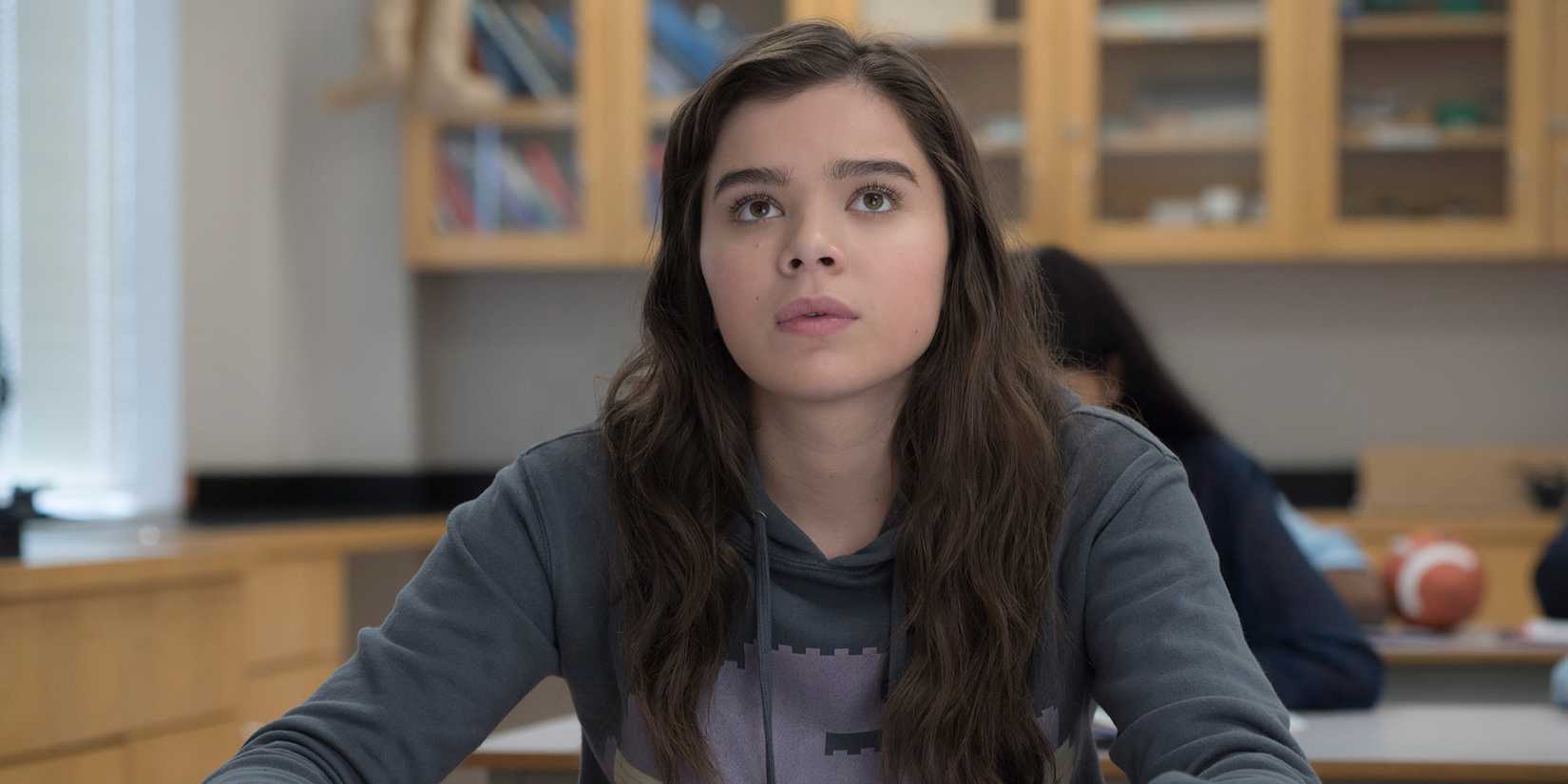 Nadine in a classroom in The Edge of Seventeen. 