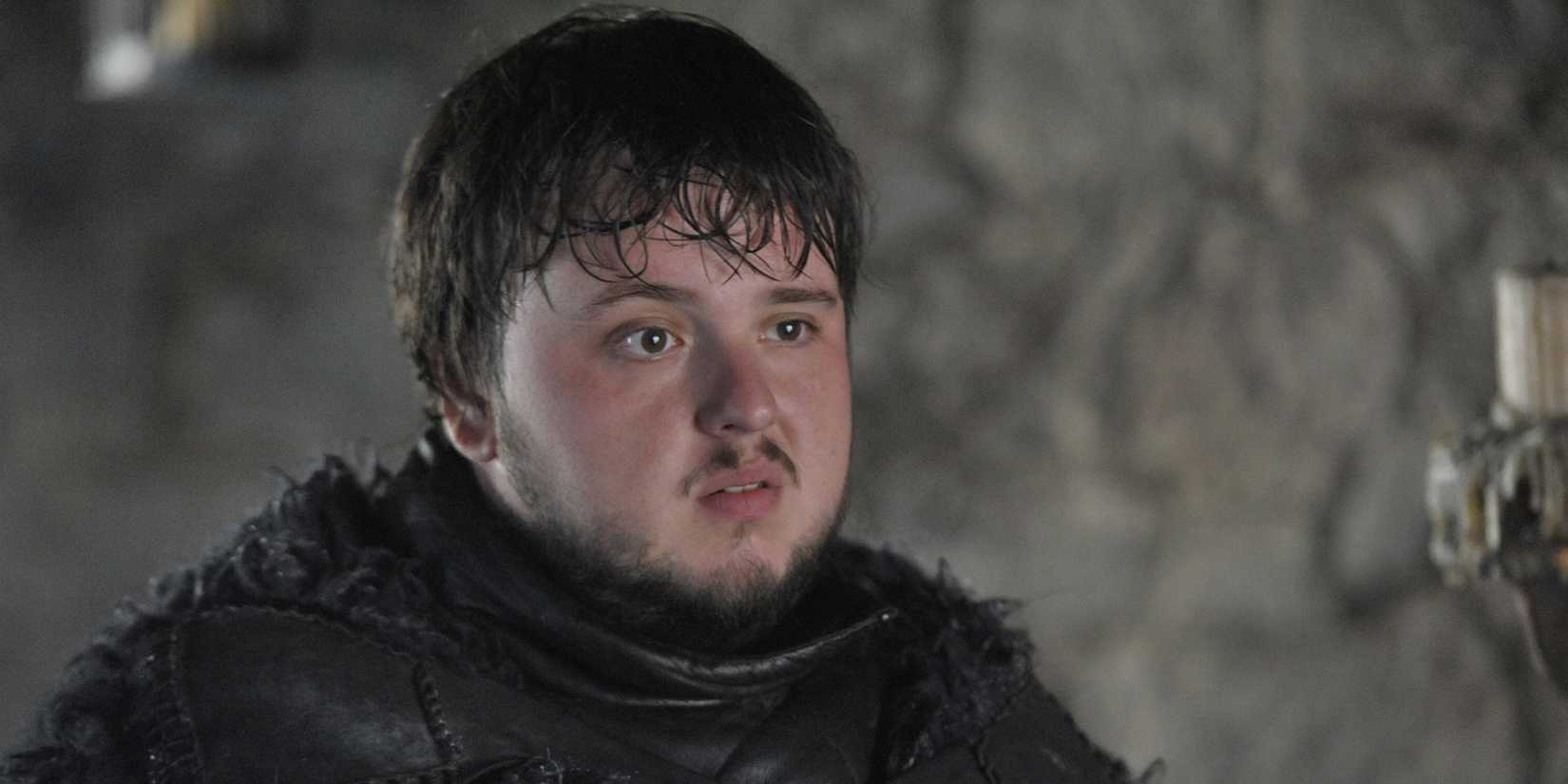 Samwell Tarly wearing his black Night's Watch clothes in Game of Thrones