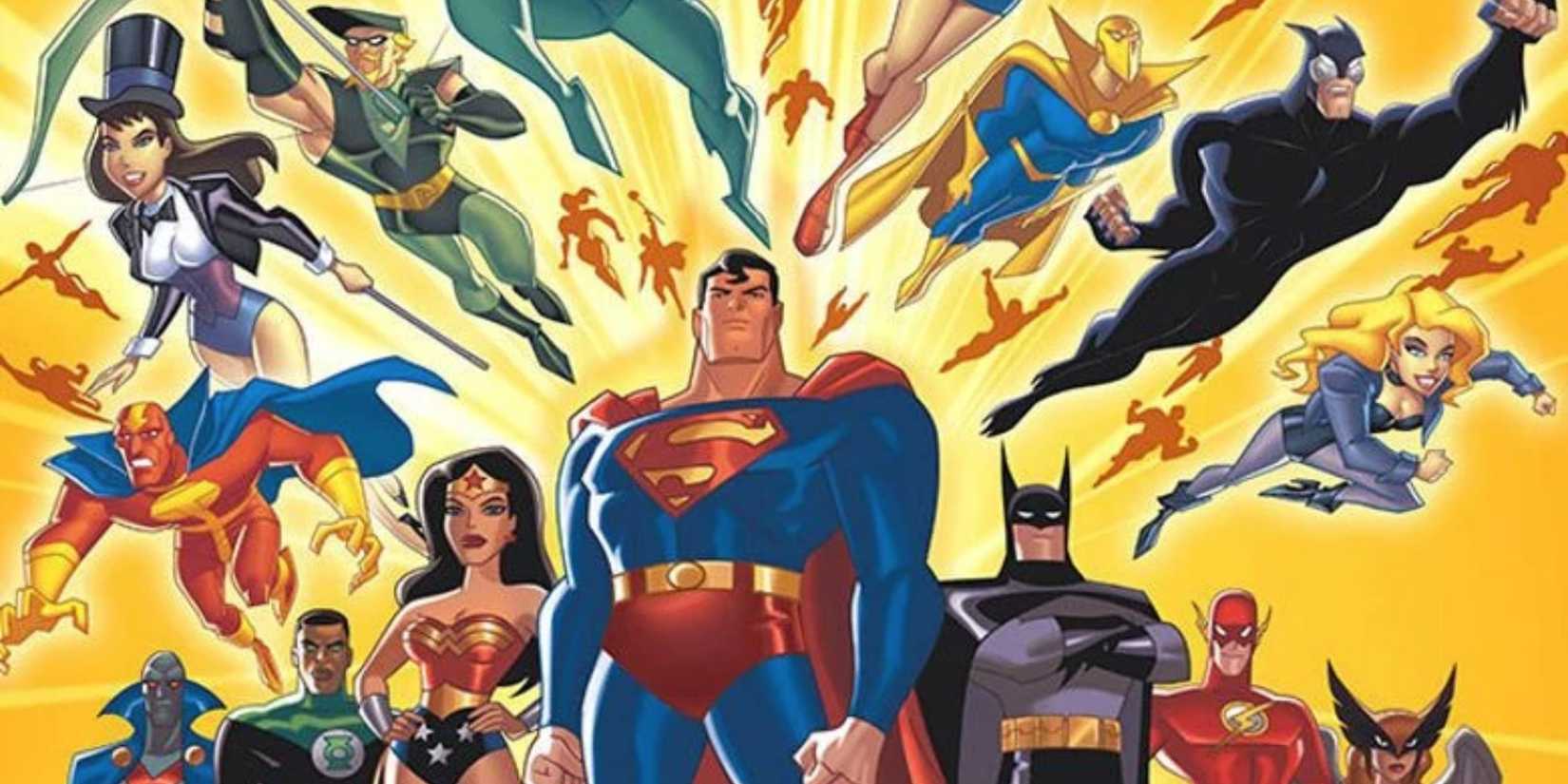 Pôster oficial da série Justice League Unlimited