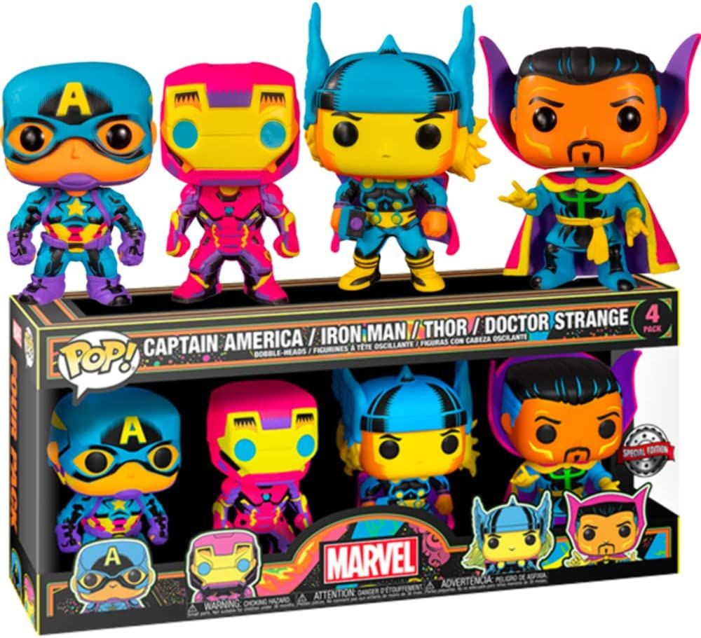 Pop Blacklight Marvel 4 pack best Marvel Funko Pop Set