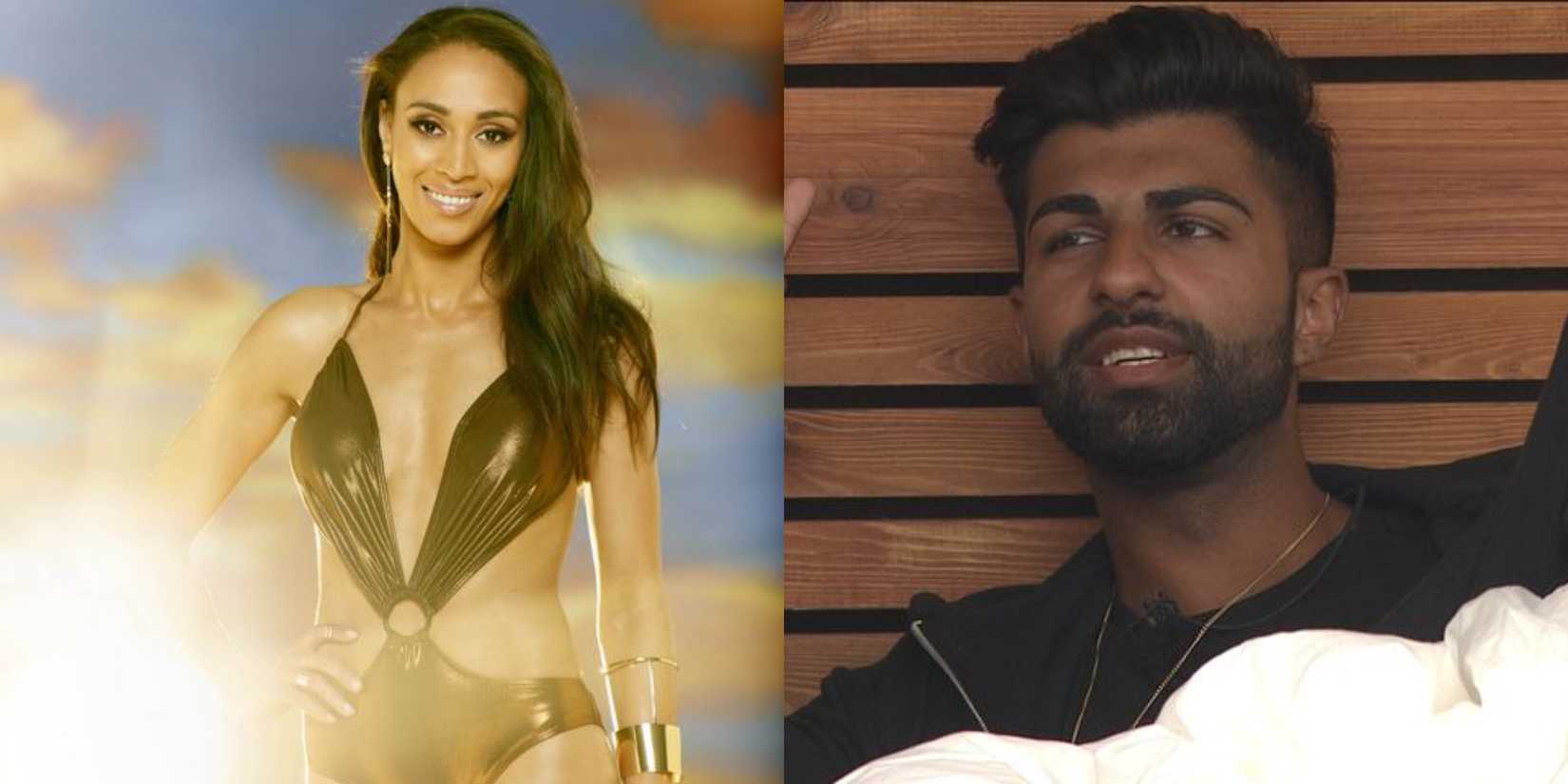 Split image showing Rachel and Omar in Love Island UK.