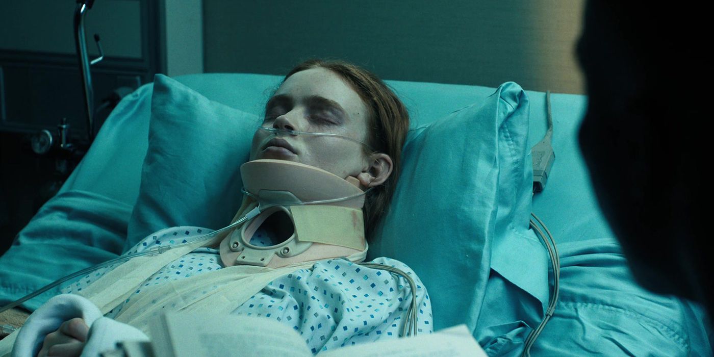 Sadie Sink as Max in a hospital bed in Stranger Things season 4