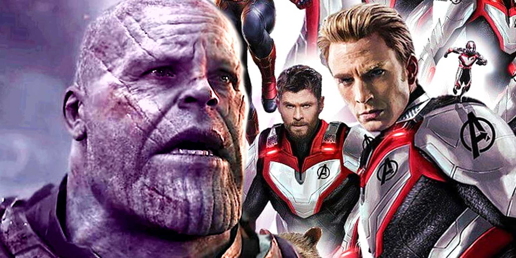 Thanos and the Avengers in Avengers Endgame