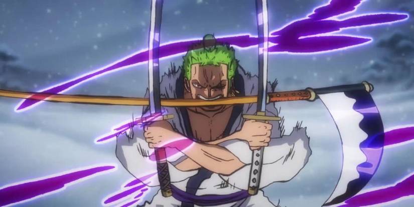 Roronoa Zoro's oni giri with scythe.