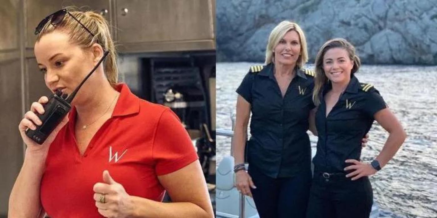 A split image of Hannah, Malia, and Sandy on the job for Below Deck