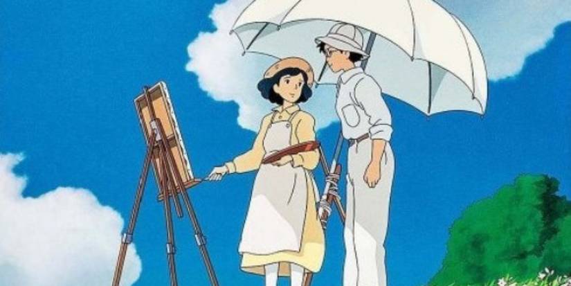 Ein Bild von zwei Charakteren, die in „The Wind Rises“ ein Bild malen