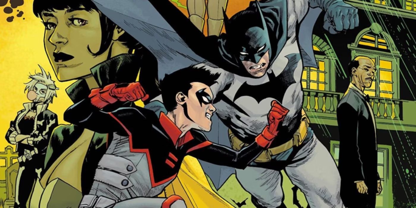 Batman dan Robin saling bertarung di sampul Batman vs Robin #1