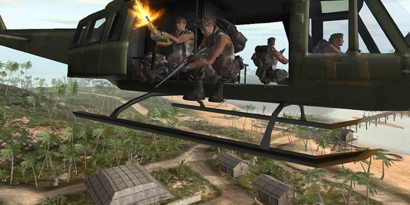Soldados em um helicóptero da era do Vietnã Battlefield Vietnam