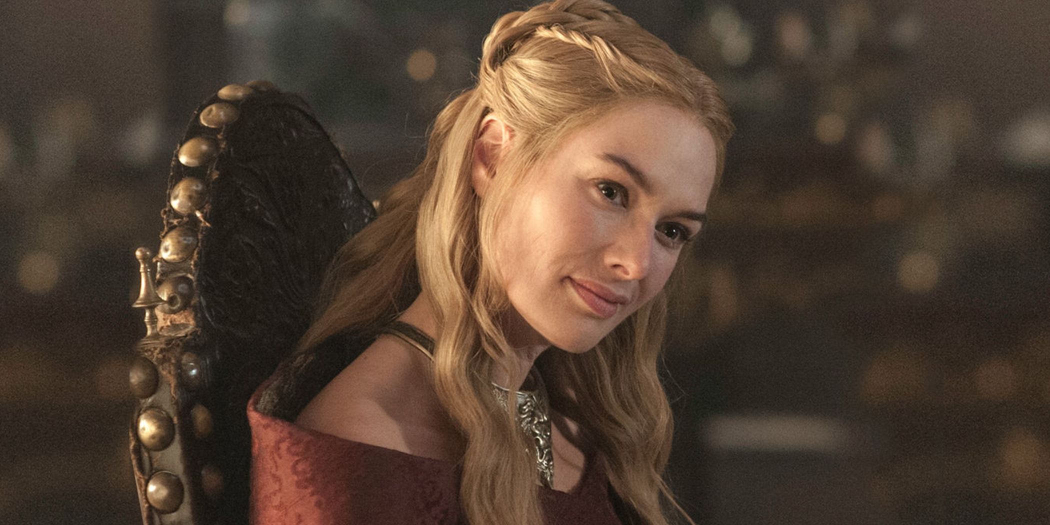 Cersei Lannister smirking in Game of Thrones.