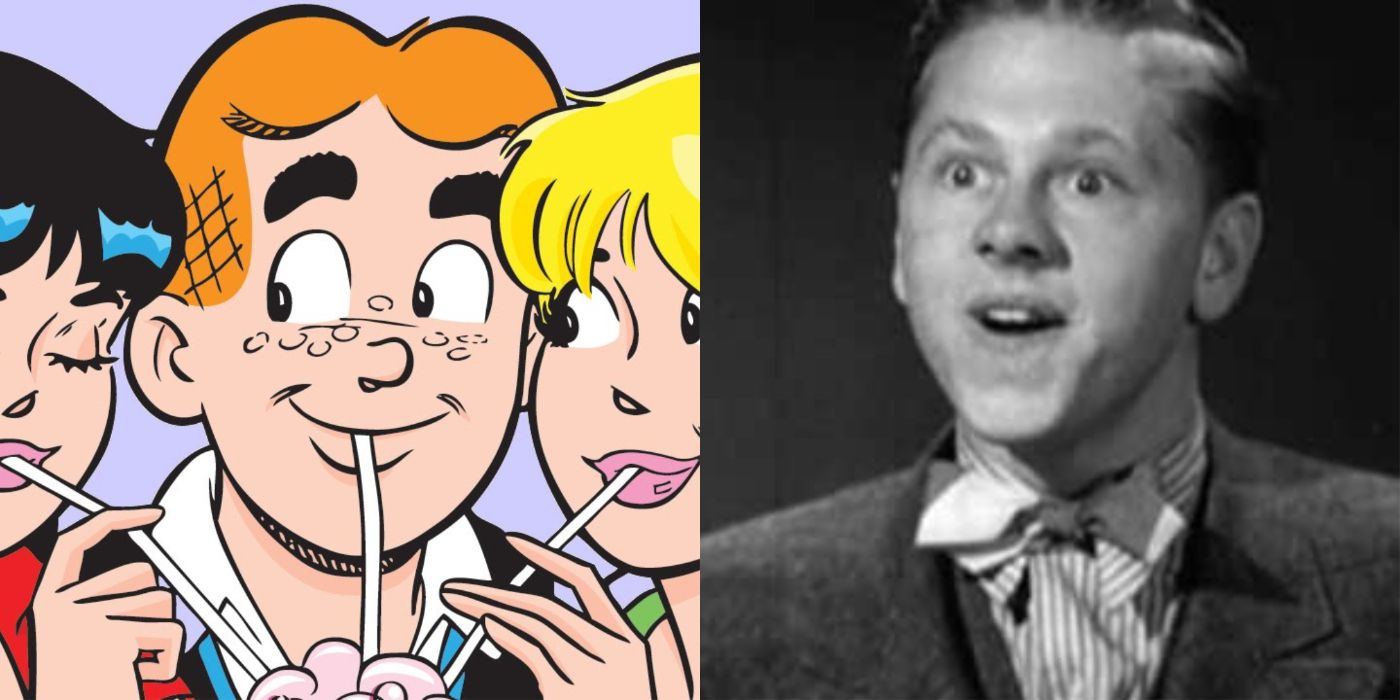 Gambar berdampingan Archie dan Mickey Rooney.