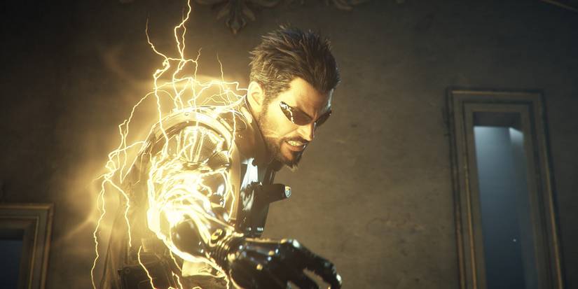 Deus Ex Mankind Divided adam filled with electricity wearing shades.