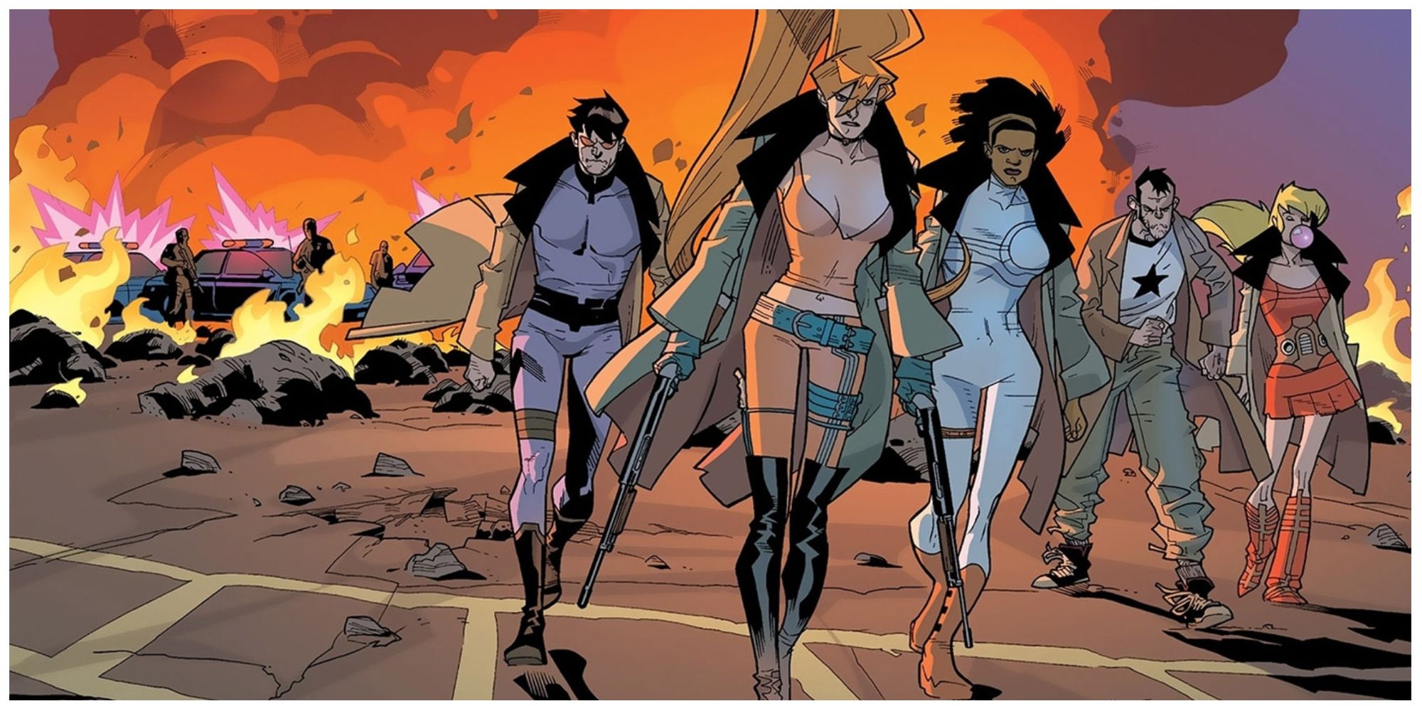 Elsa Bloodstone looking serious with her crew
