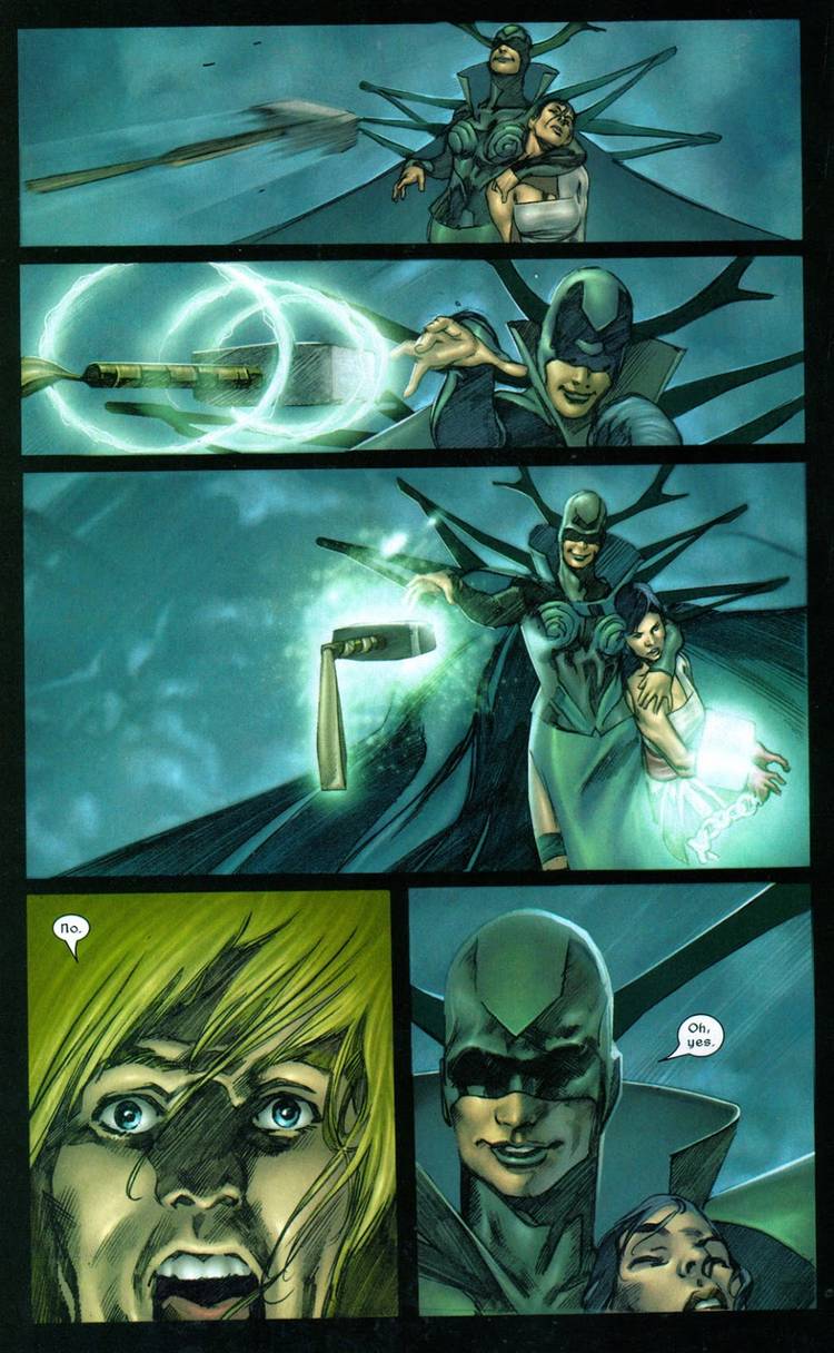 Hela and Mjolnir in Thor Son of Asgard 12
