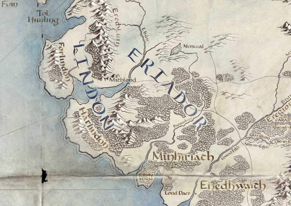 Lindon and Eriador Rings of Power map