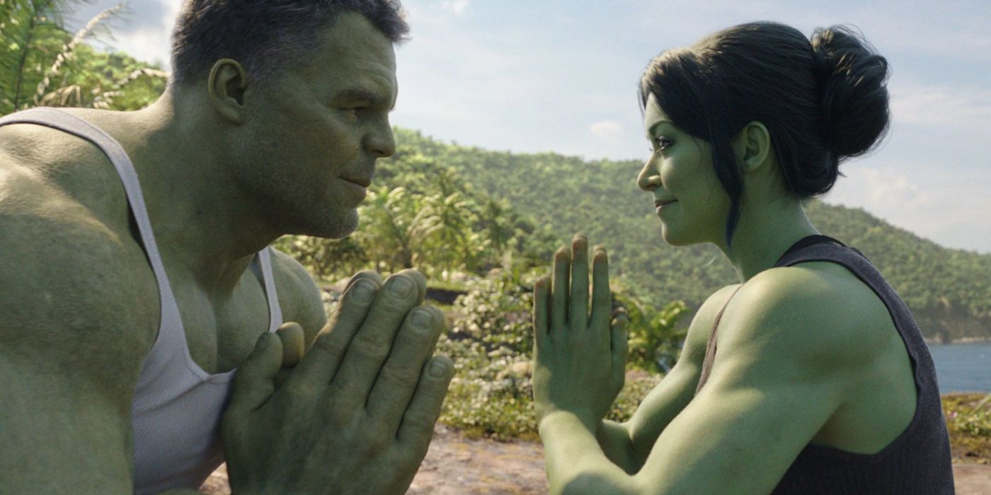 Mark Ruffalo and Tatiana Maslany as the Hulk and Jennifer Walters in She-Hulk