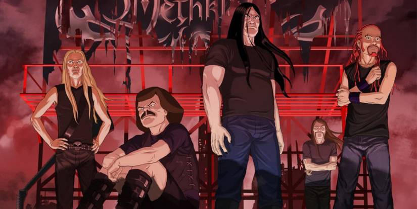Dethlok standing together in Metalocalypse.