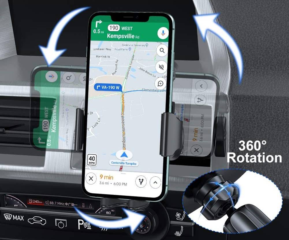 Universal Car Phone Holder – Grid Vent Clip – Simple Black Design