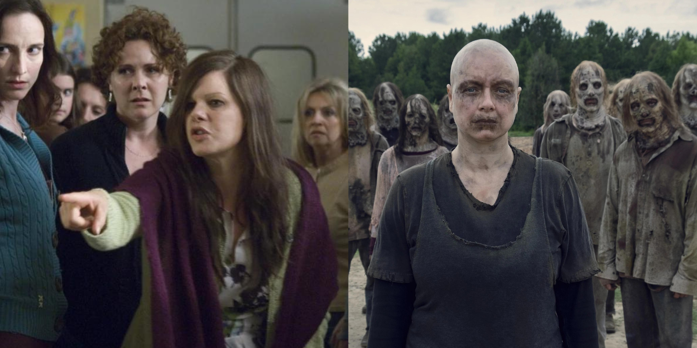 Mrs Carmody from the 2007 Mist movie next to Alpha from The Walking Dead