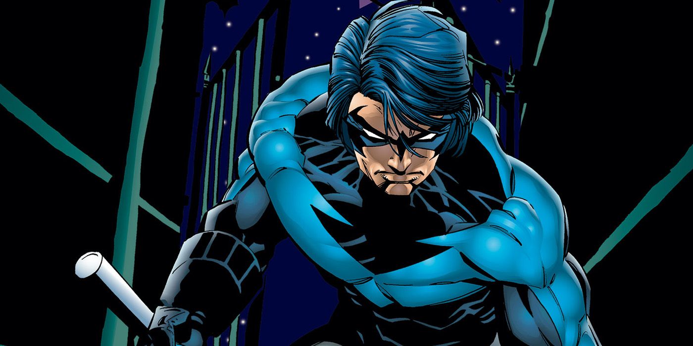 Nightwing charges at a thug in DC Comics