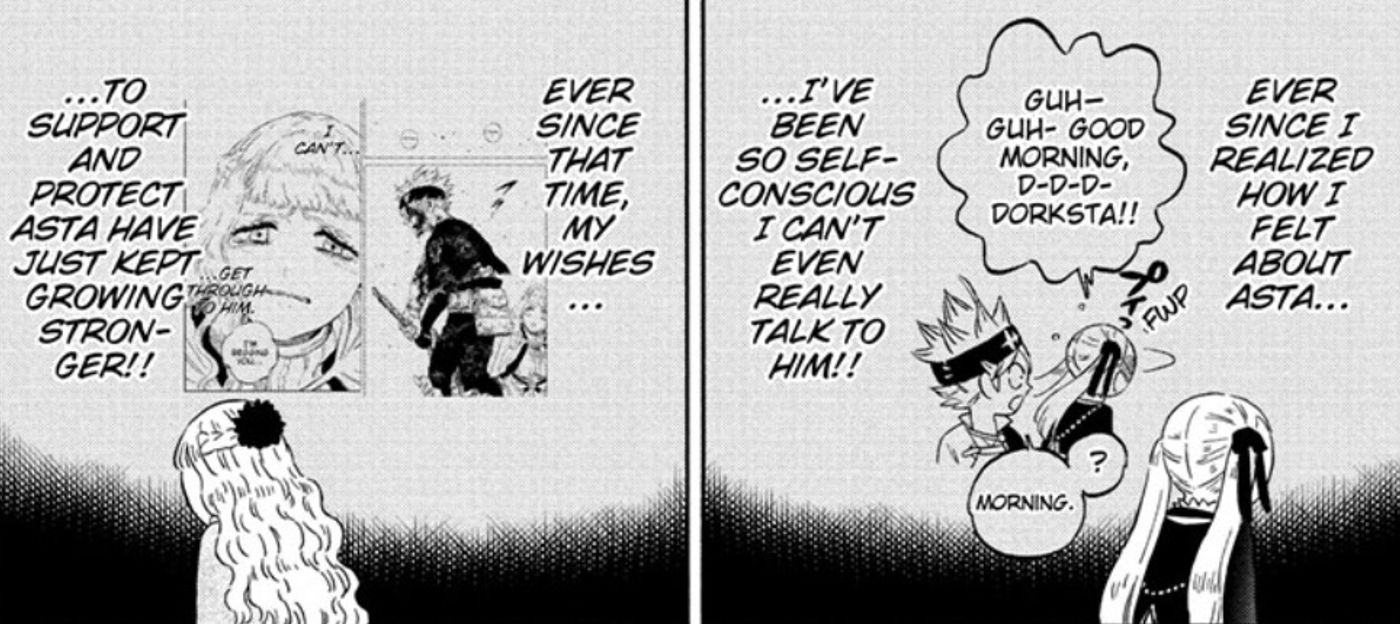 Noelle and Mimosa struggle with their feelings for Asta in Black Clover chapter 332.