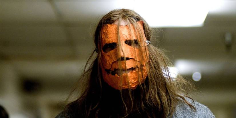 Tyler Mane as Michael Myers wearing an orange mask in Rob Zombie's Halloween