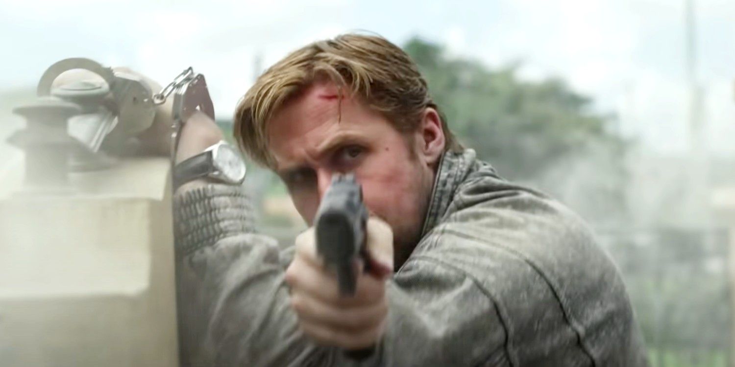 Ryan Gosling as Six Pointing a Gun in The Gray Man