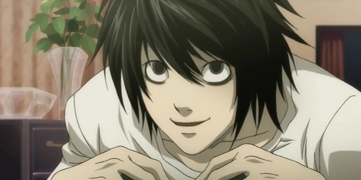 L smiling in Death Note.