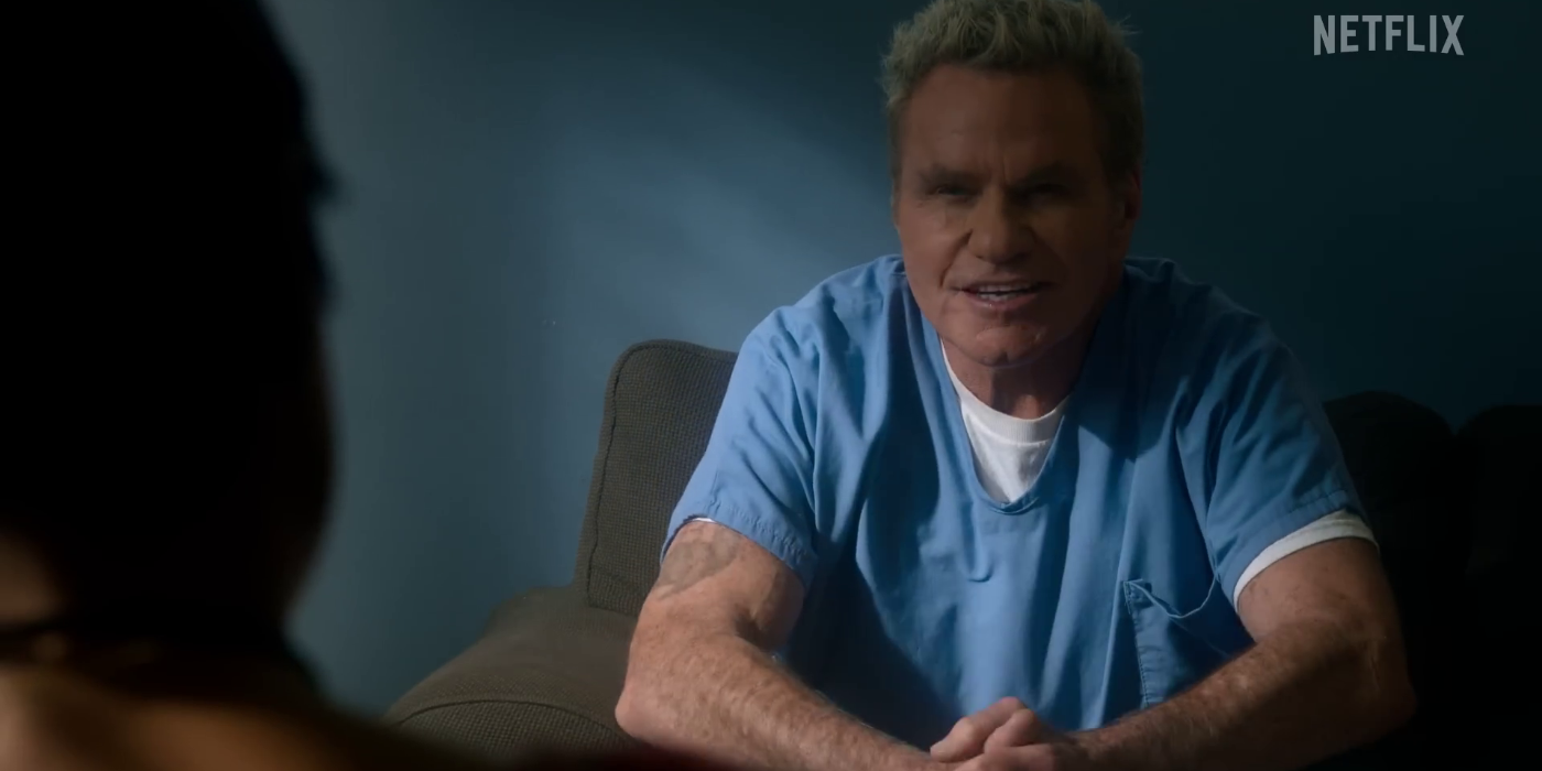 Kreese talking to the prison therapist in Cobra Kai S5