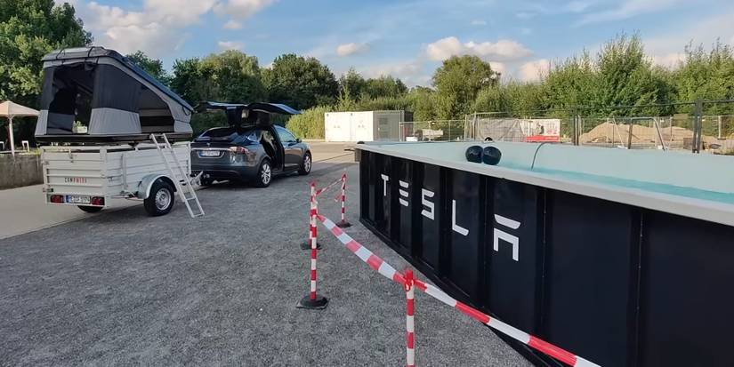 Swim While You Wait At Tesla Supercharger Station