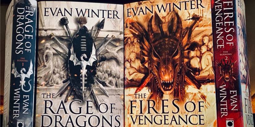 Book covers for the novel The Rage of Dragons and The Fires of Revenge by Even Winter. 