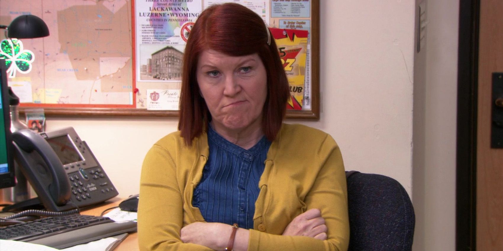 The Office Kate Flannery Meredith Palmer arms folded