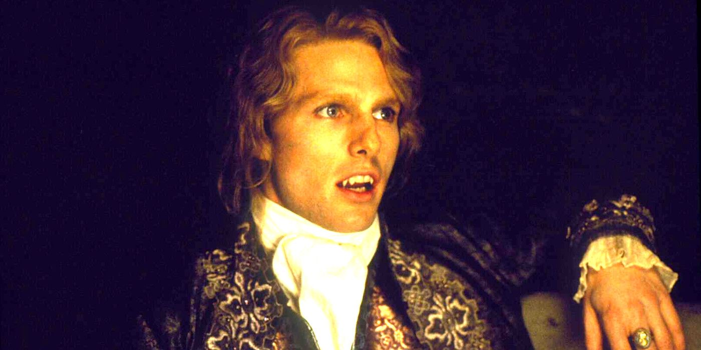 Tom Cruise as Lestat in Interview with the Vampire baring his fangs.