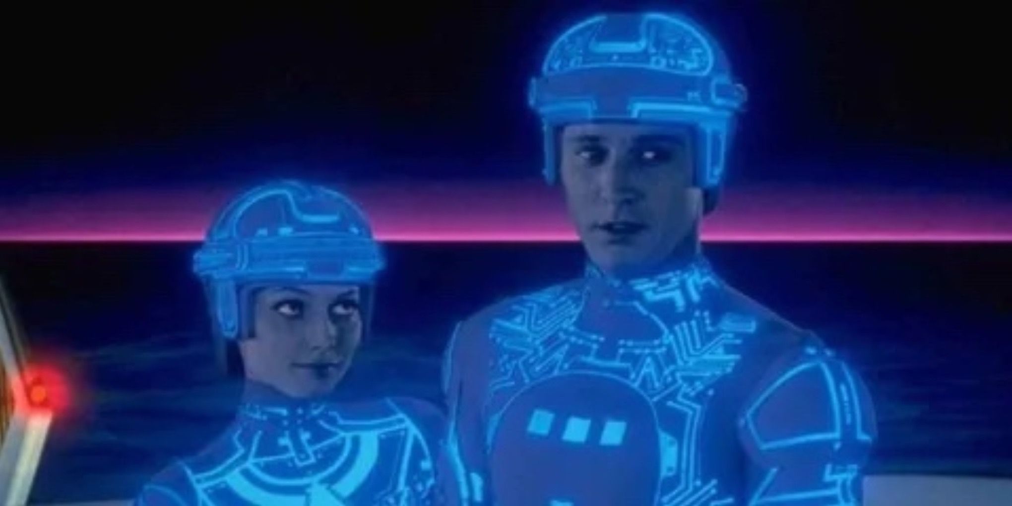 Cena de corrida de Lightcycles em Tron (1982).