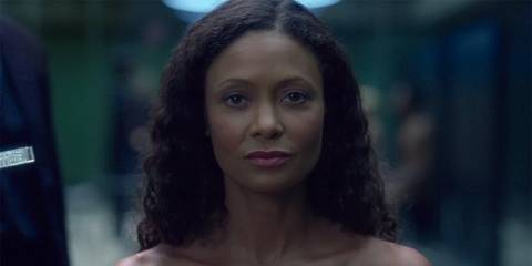 Maeve in her host version, sitting in the lab in Westworld.