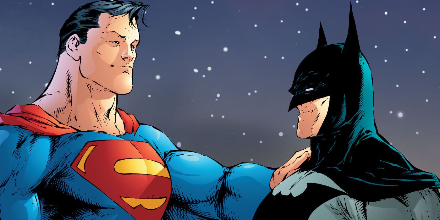 Superman puts his hand on Batman's shoulder