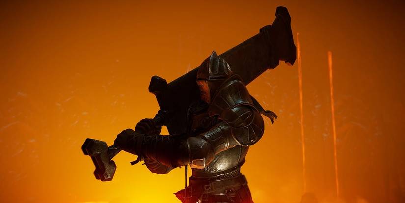 Player wielding the oversized Dragon Bone Smasher weapon in Demon's Souls.