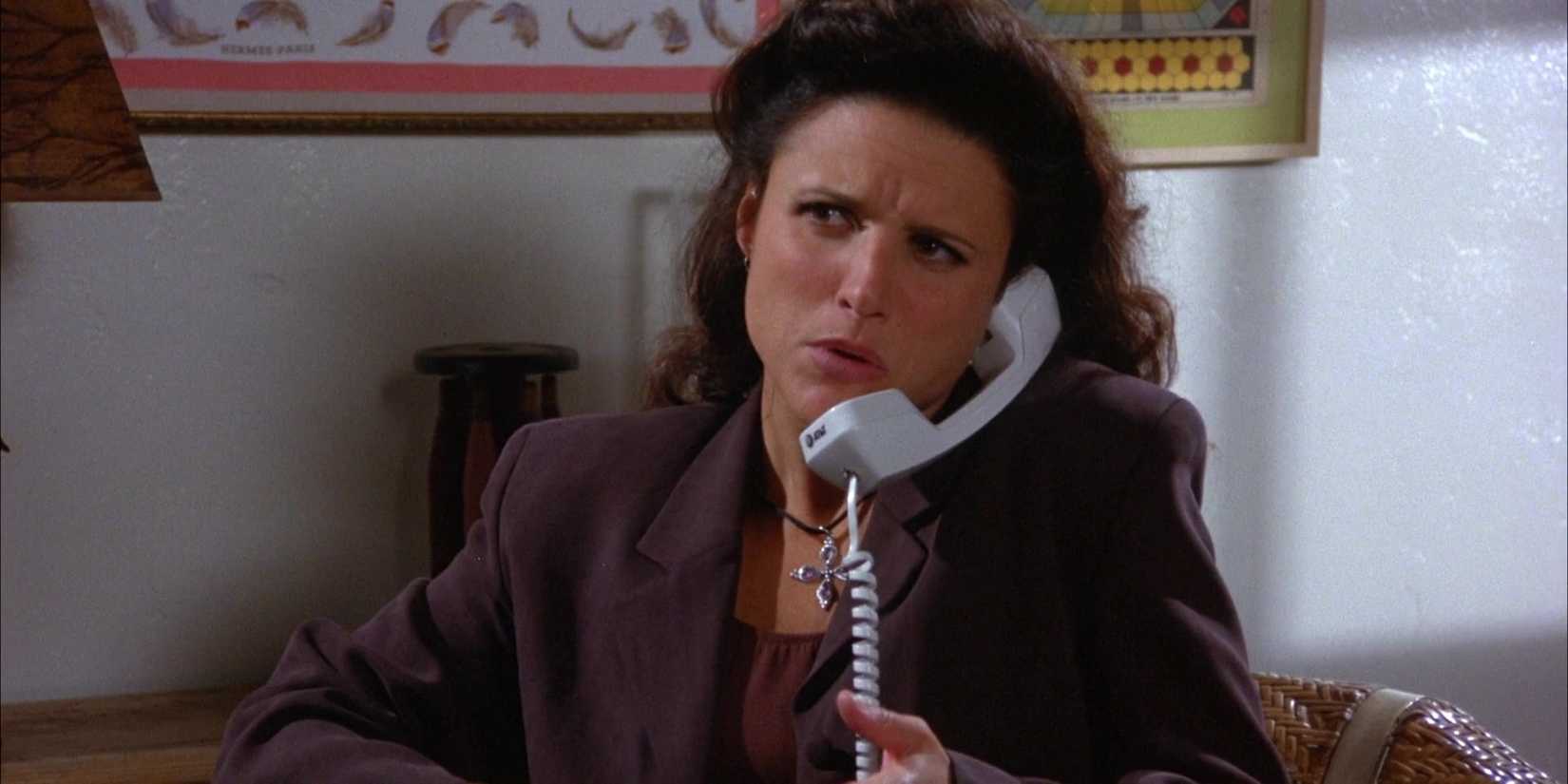 Elaine talking on the phone in Seinfeld 