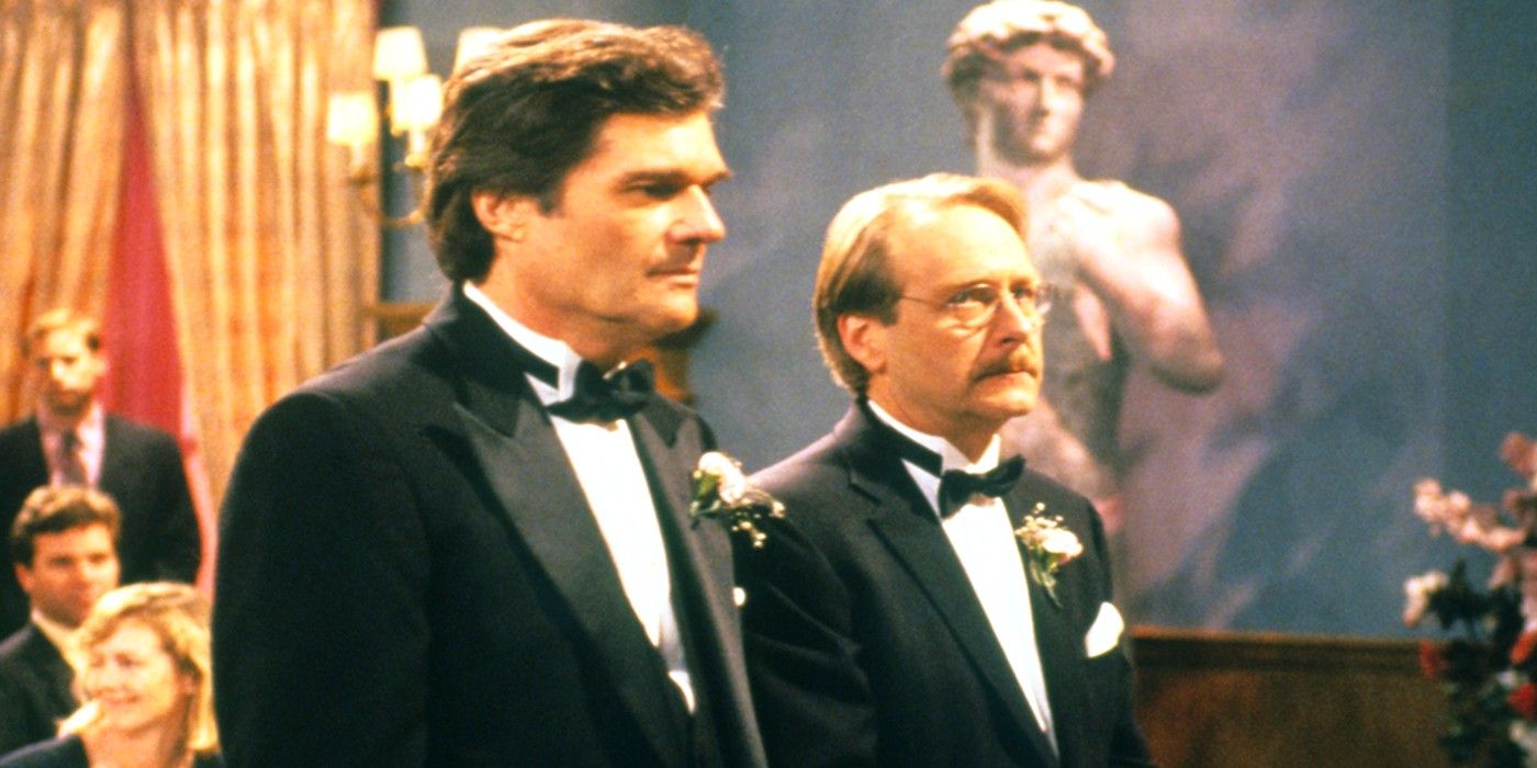 Martin Mull's Leon at his wedding to Fred Willard's Scott on Roseanne