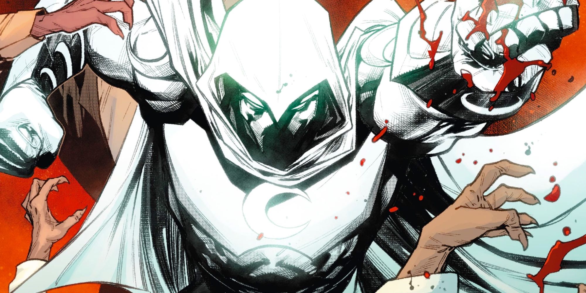 Comic book art: Moon Knight fights Vampires in Marvel Comics.
