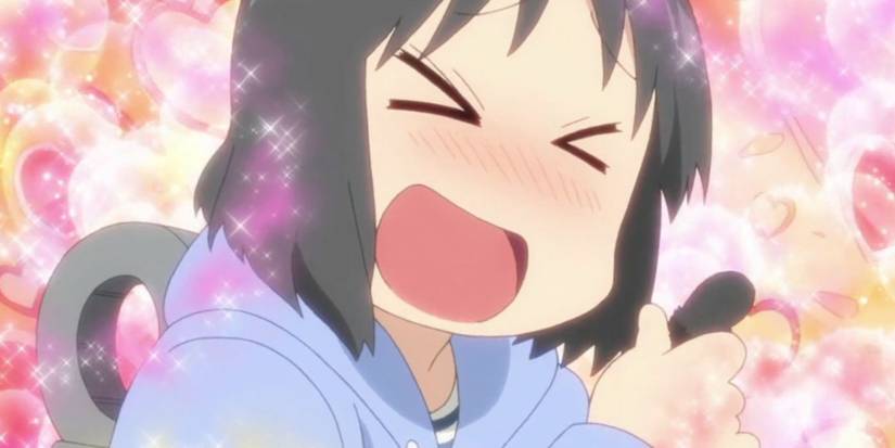 Nano Shinonome hurlant d'excitation à Nichijou.