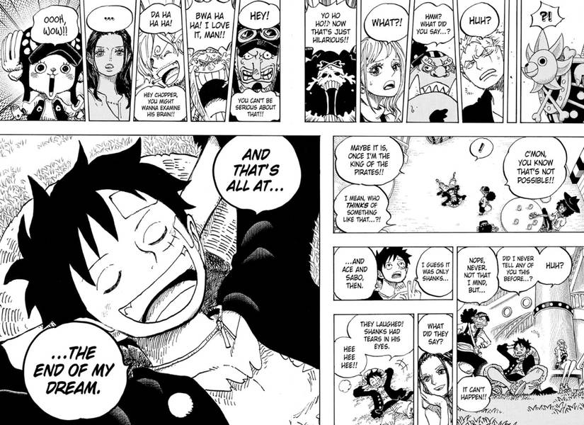 Luffy tells the straw hats his real dream in chapter #1060 of One Piece